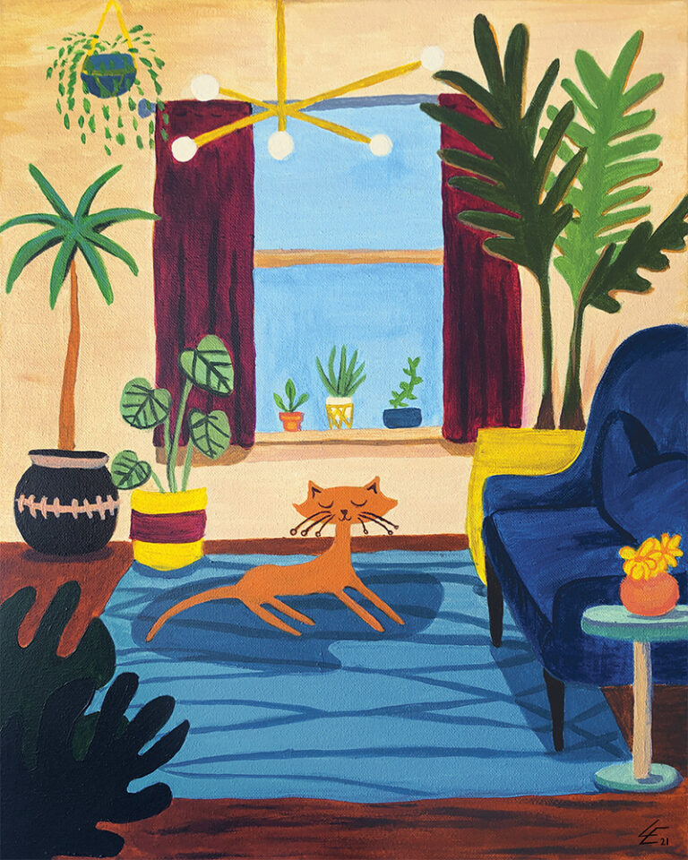 Cozy cat illustration print